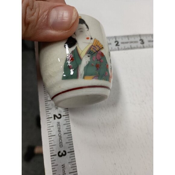 Vintage Japanese Geisha Sake Serving Set Porcelain Hand Painted 5 Pc Japan - Picture 14 of 14